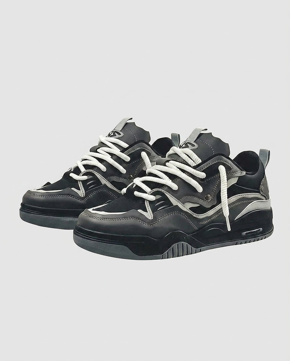 Men’s Multi-Layered Sneakers with Textured Outsole - Front [Lystr 6a97fcc03ac28cbfe0df0207:front]