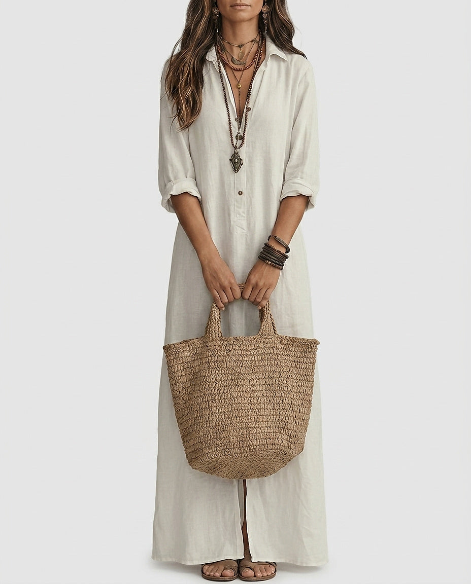 Women’s Button-Front Maxi Shirt Dress - Front [Lystr 6a95854d09e2f99e738f76f0:front]