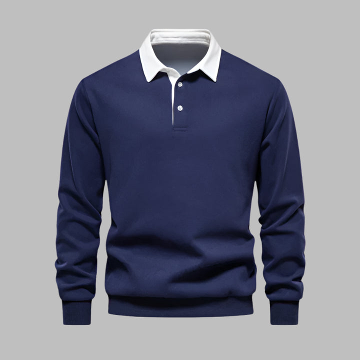 Mannen | Trui met contrasterende kraag en rechte pasvorm