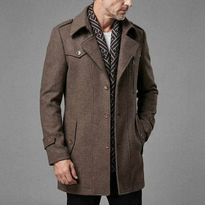 Elegant Warming Men's Wool-Blend Scarf Coat