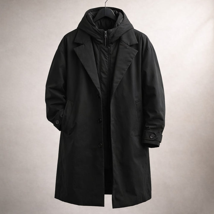 Windproof Layered Men's Hooded Coat