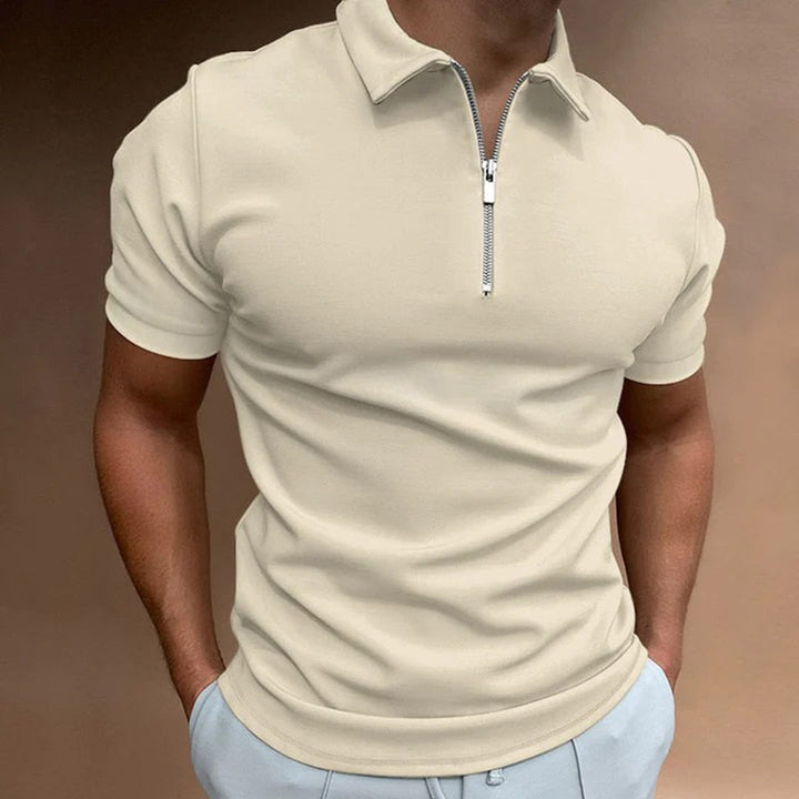 Men's Short-Sleeve Quarter-Zip Polo Shirt