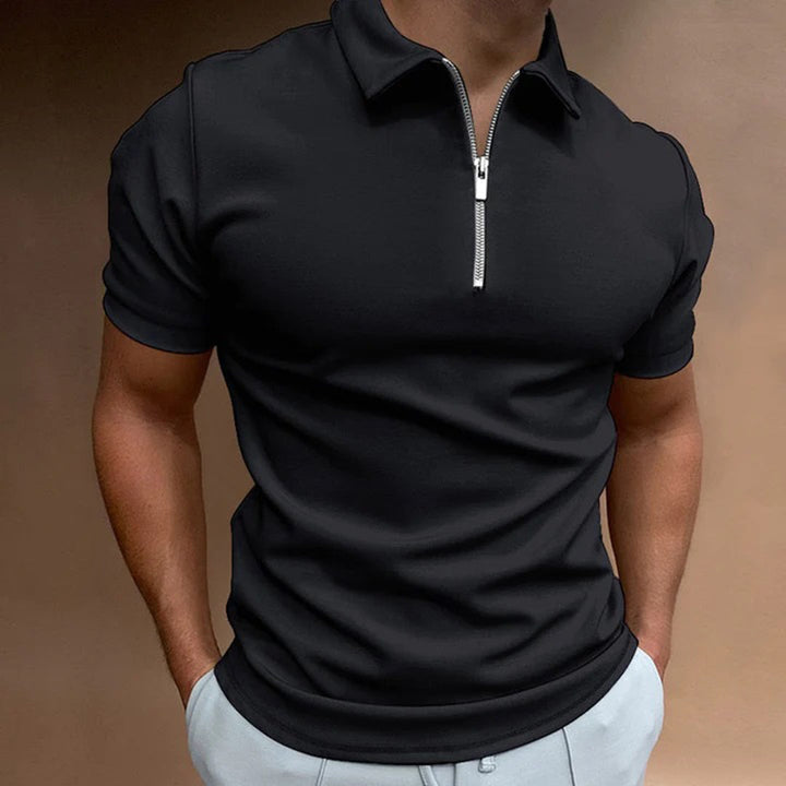 Men's Short-Sleeve Quarter-Zip Polo Shirt