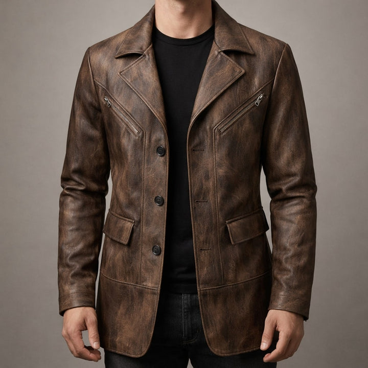 Refined Structured Men's Leather Jacket