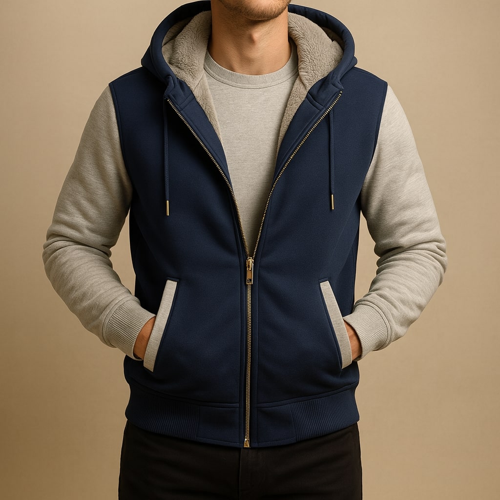 Warm Sherpa-Lined Men's Hooded Jacket