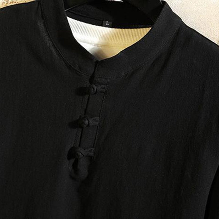 Men’s Mandarin Collar Top and Drawstring Pants Set