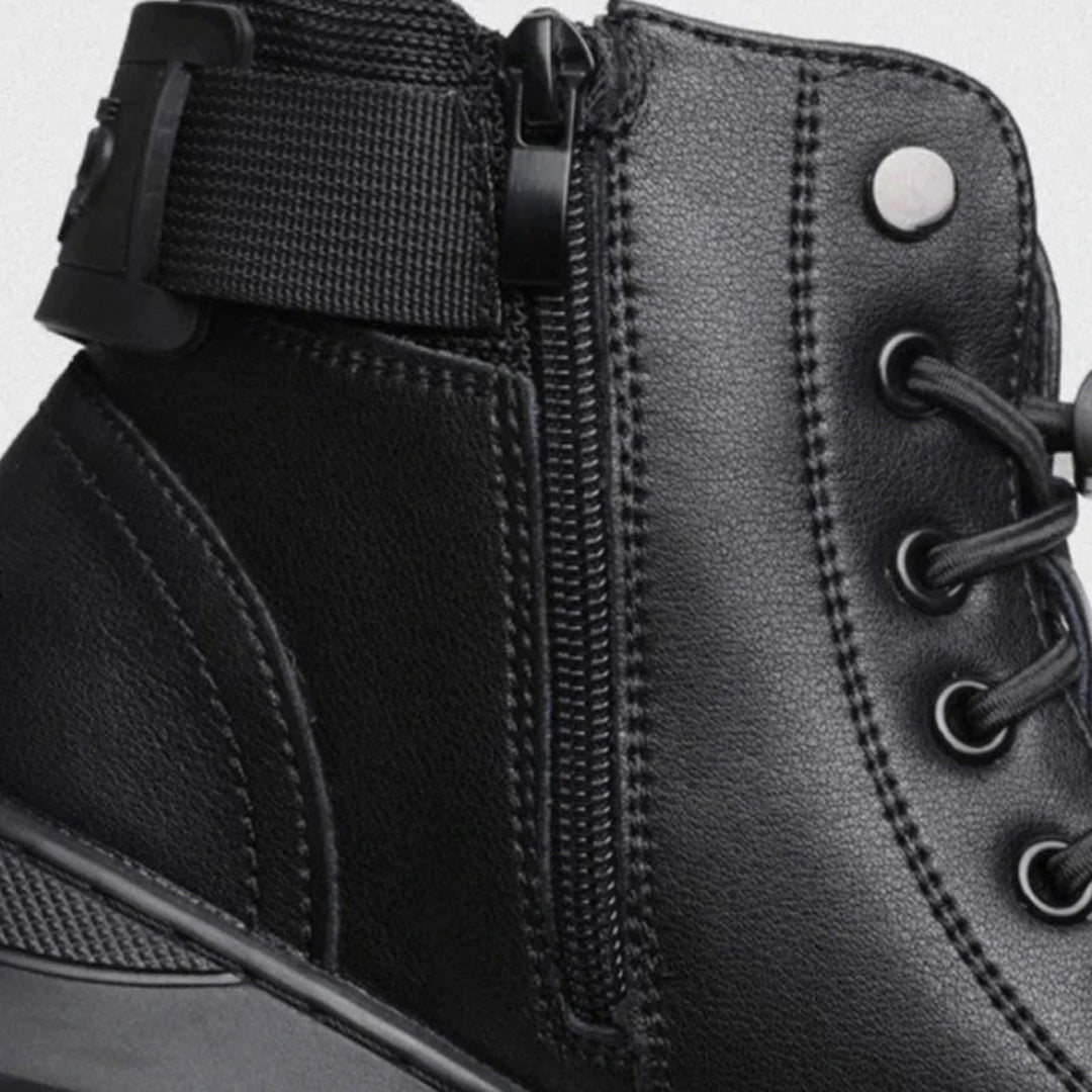 Men’s Black High-Top Boots with Side Zipper