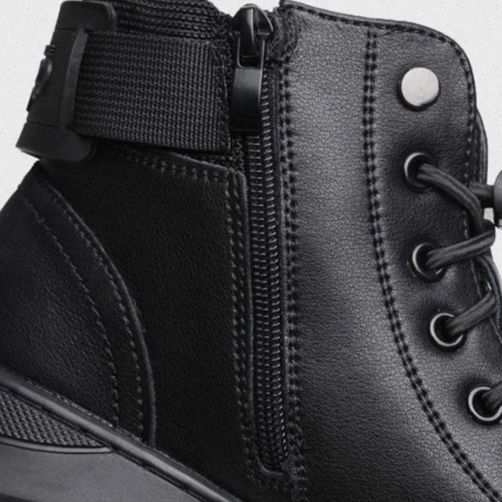 Men’s Black High-Top Boots with Side Zipper
