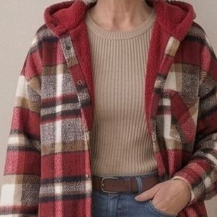 Warm Hooded Women's Flannel Shacket