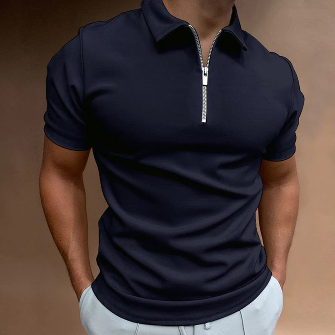 Men's Short-Sleeve Quarter-Zip Polo Shirt