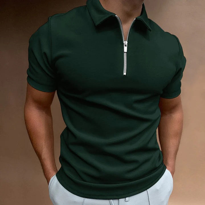 Men's Short-Sleeve Quarter-Zip Polo Shirt