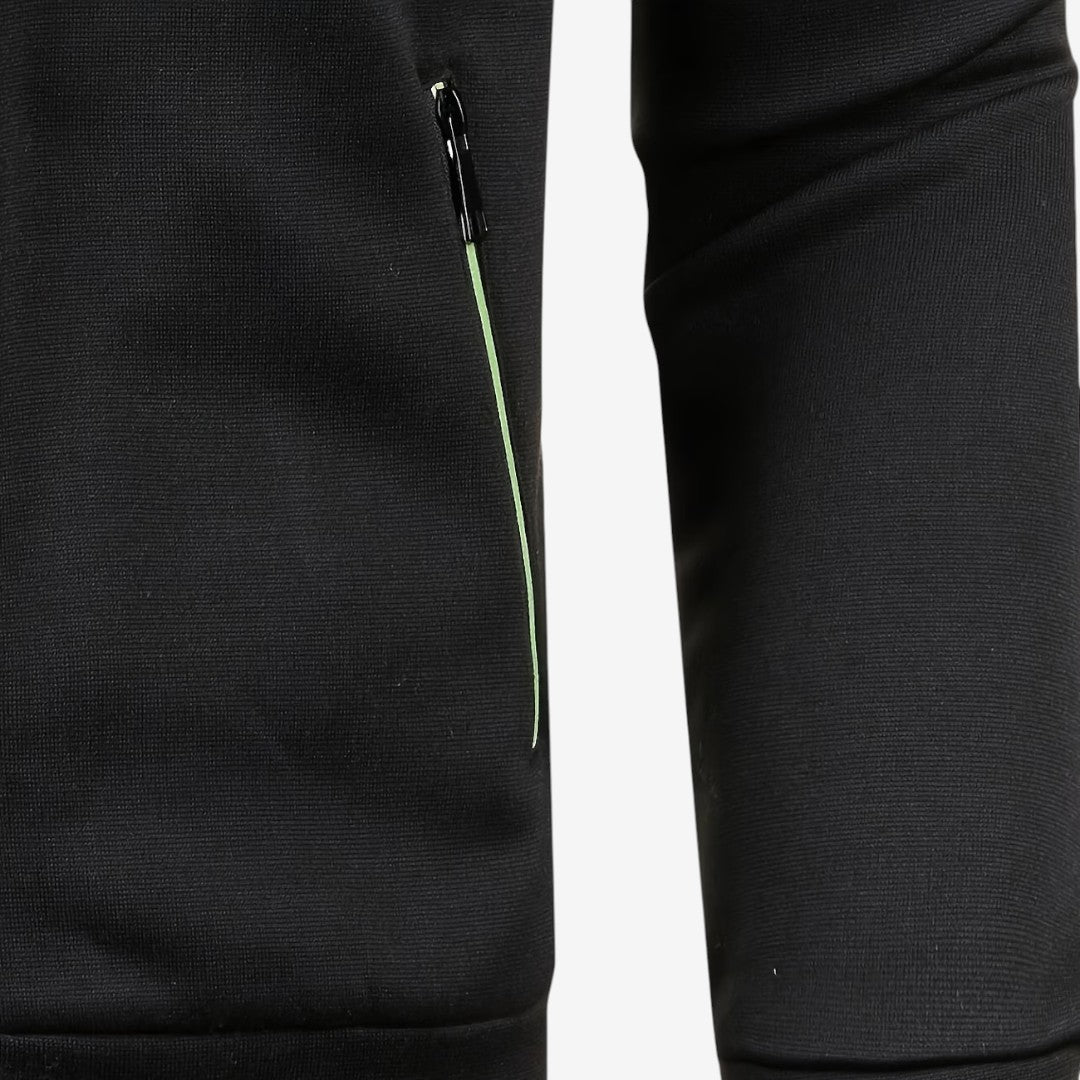 Elegant Slim-Fit Men's Knit Zip Jacket with High Neck & Zip Pockets