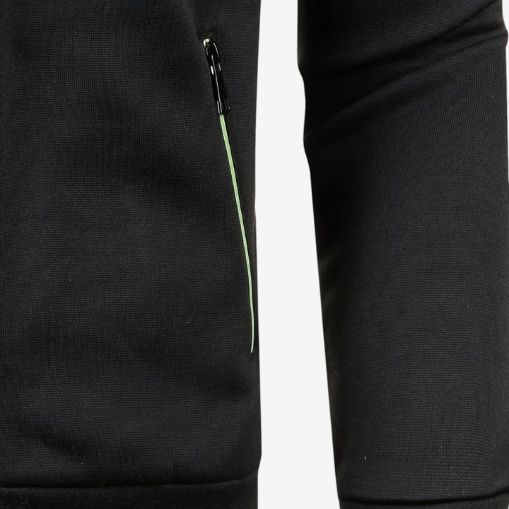 Elegant Slim-Fit Men's Knit Zip Jacket with High Neck & Zip Pockets
