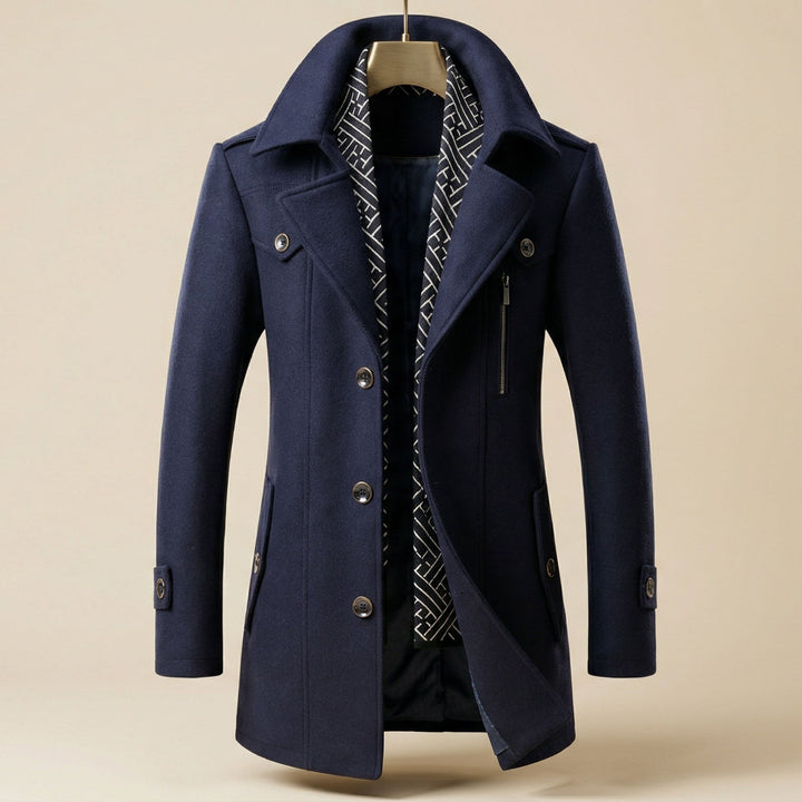 Elegant Warming Men's Wool-Blend Scarf Coat