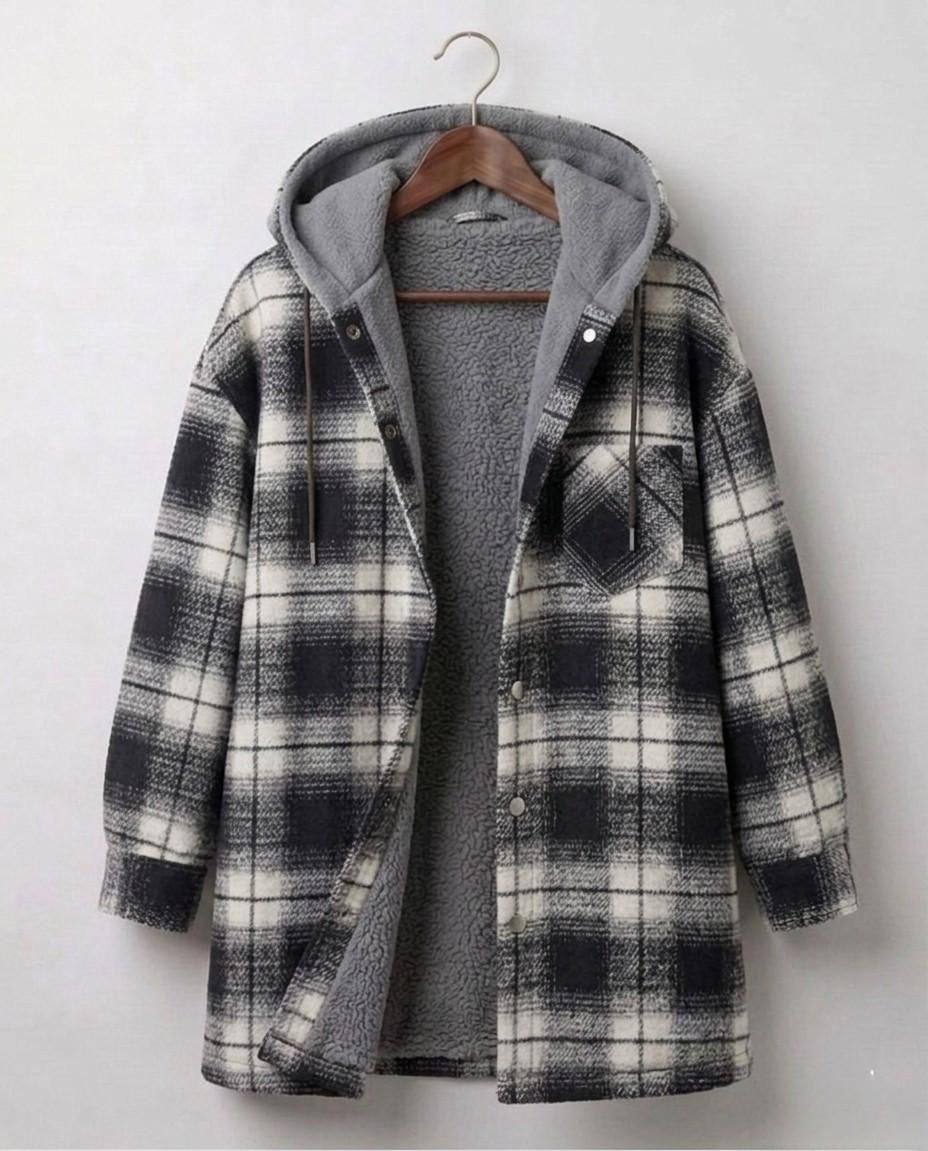 Warm Hooded Women's Flannel Shacket