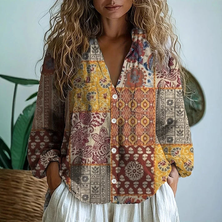 Comfortable Lightweight Women's Blouse with Nature Print