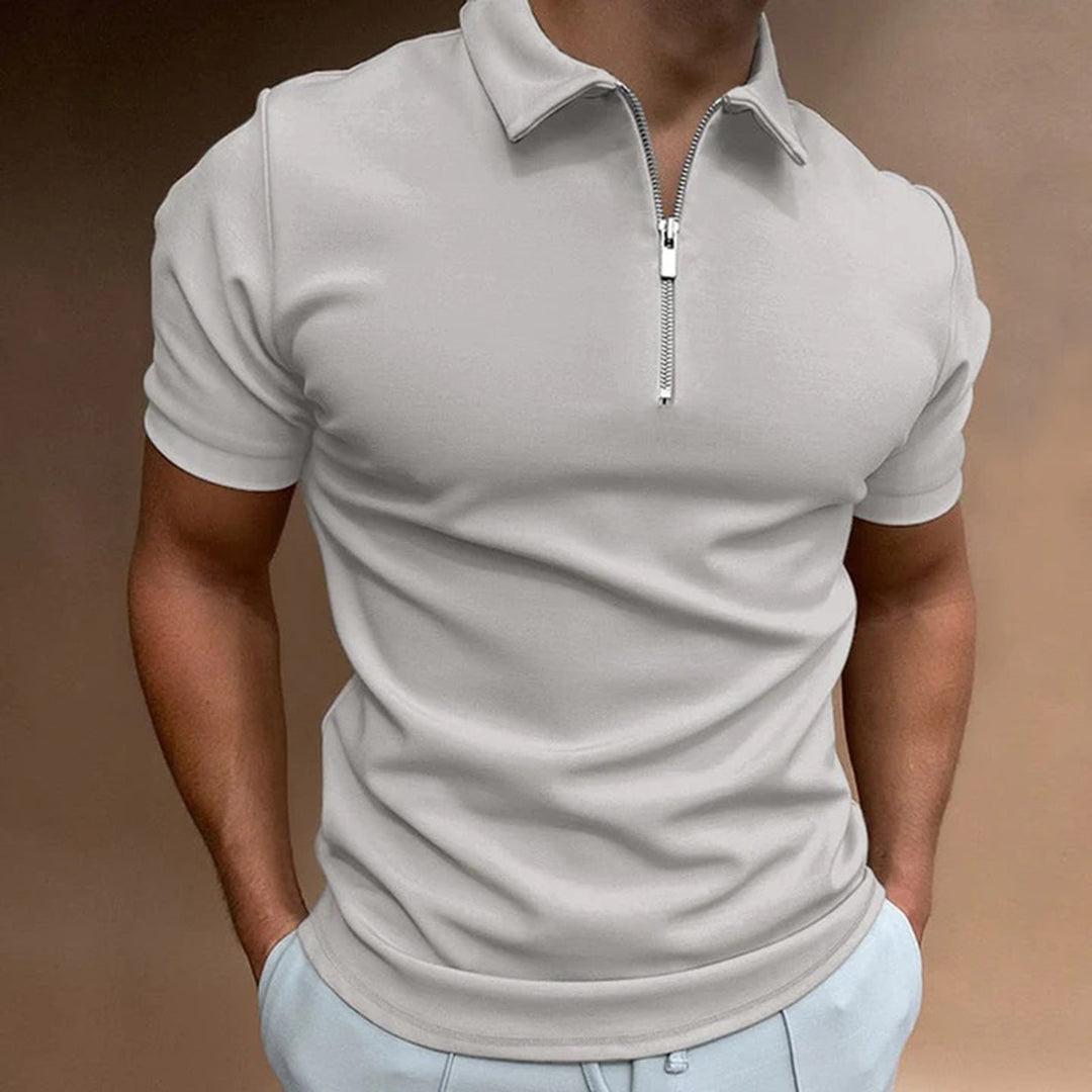 Men's Short-Sleeve Quarter-Zip Polo Shirt