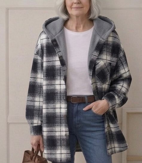 Warm Hooded Women's Flannel Shacket