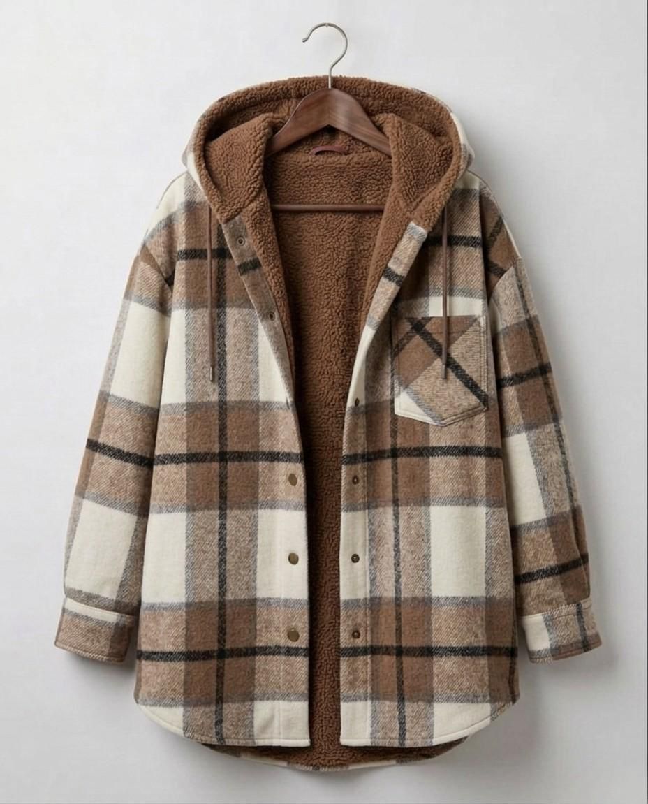 Warm Hooded Women's Flannel Shacket