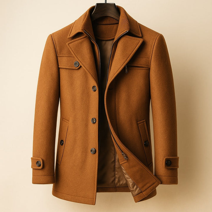 Elegant Windproof Men's Wool Coat