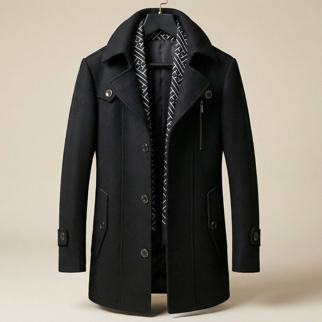Elegant Warming Men's Wool-Blend Scarf Coat