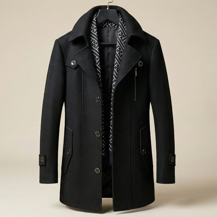 Elegant Warming Men's Wool-Blend Scarf Coat