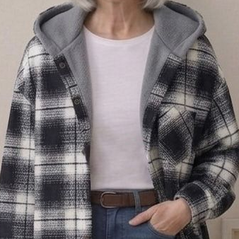 Warm Hooded Women's Flannel Shacket