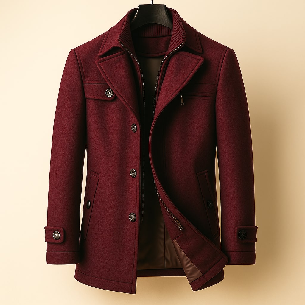 Elegant Windproof Men's Wool Coat