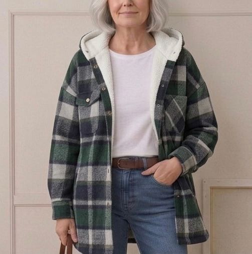 Warm Hooded Women's Flannel Shacket
