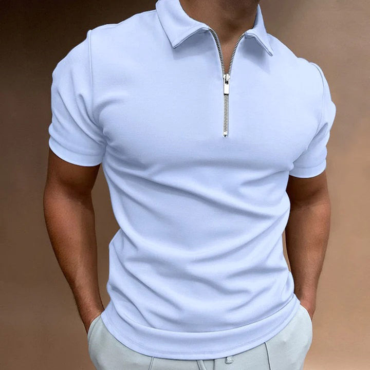 Men's Short-Sleeve Quarter-Zip Polo Shirt
