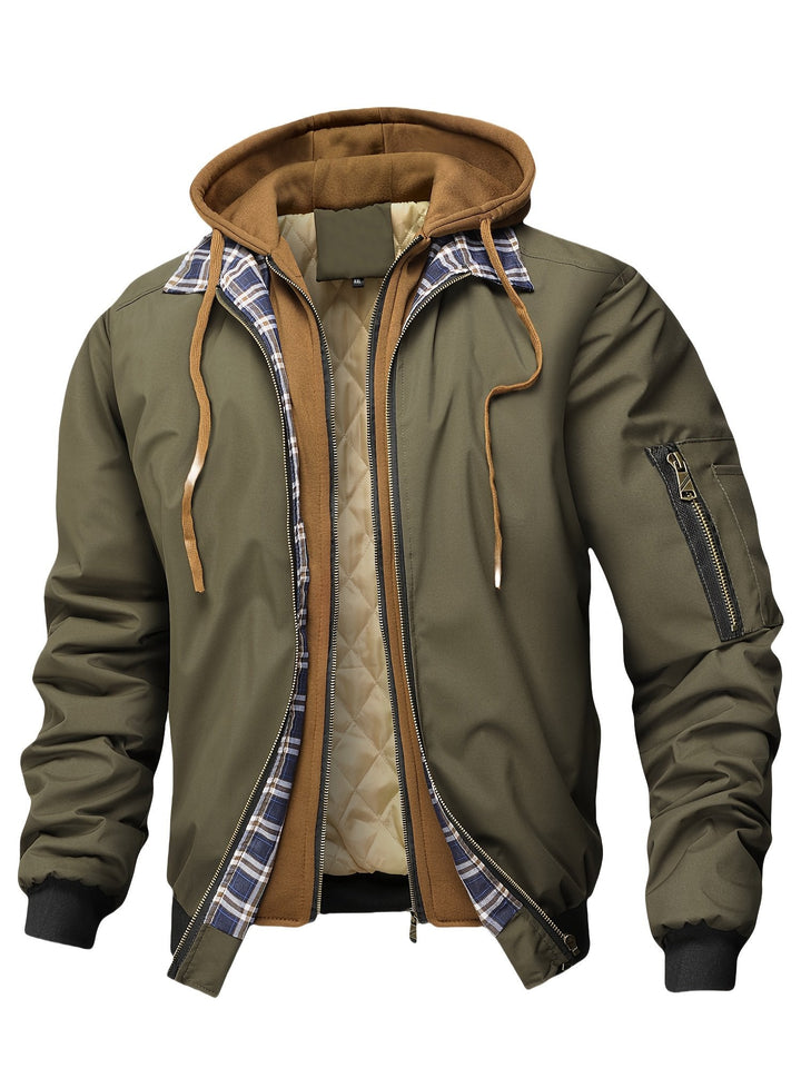 Men's plaid jacket colour variant 4 casual checkered hooded zip-up