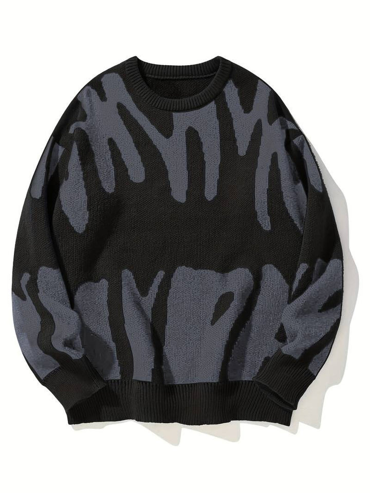 Men's Crew Neck Sweater with Abstract Pattern