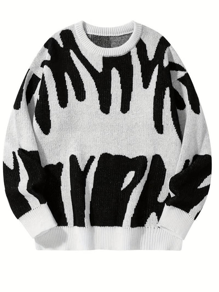 Men's Crew Neck Sweater with Abstract Pattern