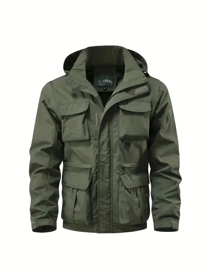 Men's Hooded Jacket with Multiple Pockets