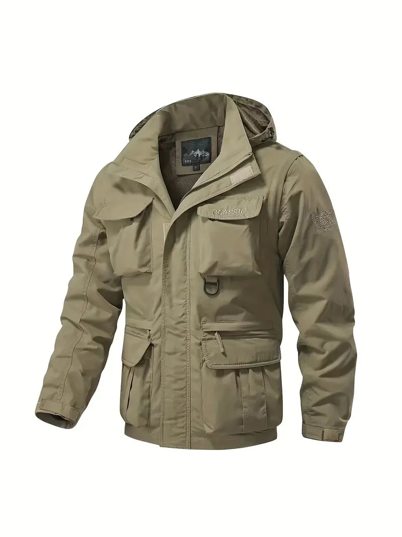 Men's Hooded Jacket with Multiple Pockets