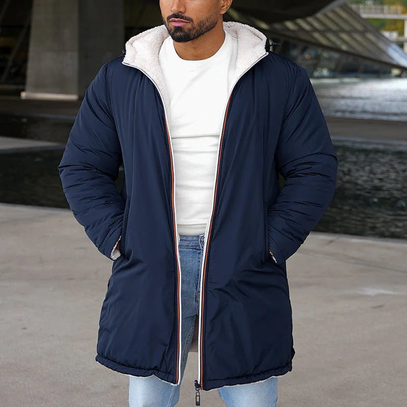 Men's Hooded Jacket with Reversible Design