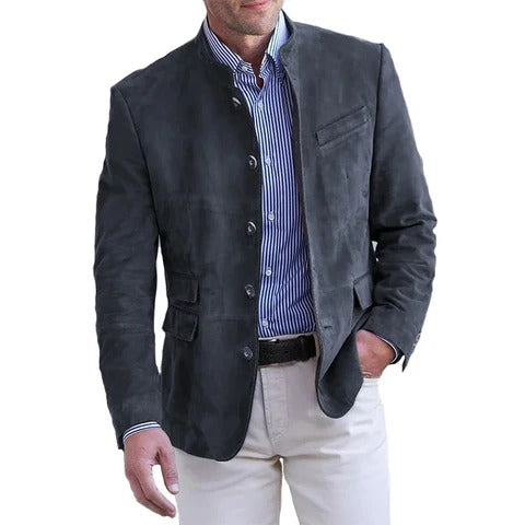 Men's Jacket with Buttons and Flap Pockets
