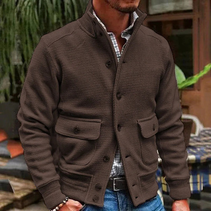 Men's Textured Button-Up Jacket