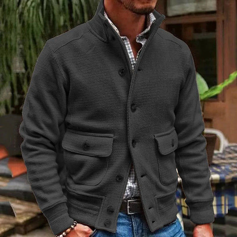Men's Textured Button-Up Jacket