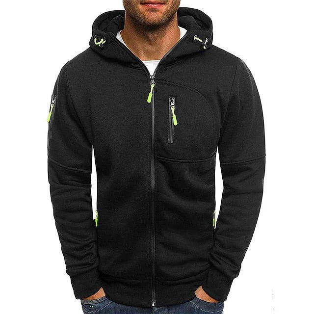 Men's Zip Hoodie with Multiple Pockets