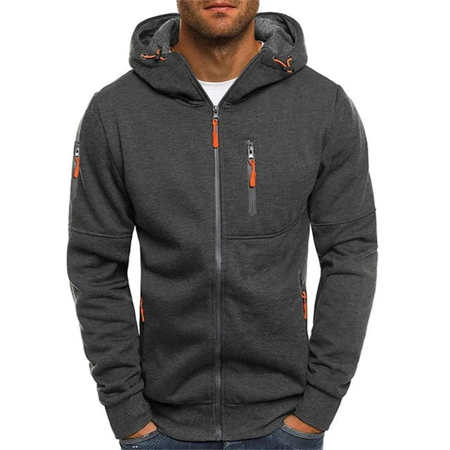 Men's Zip Hoodie with Multiple Pockets