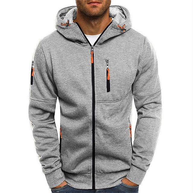 Men's Zip Hoodie with Multiple Pockets