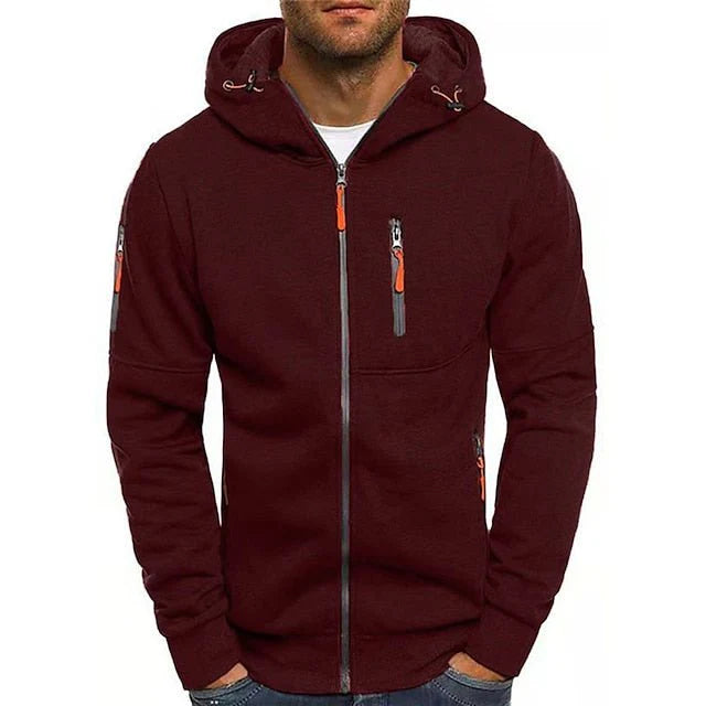 Men's Zip Hoodie with Multiple Pockets