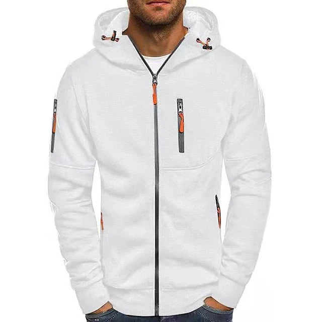 Men's Zip Hoodie with Multiple Pockets