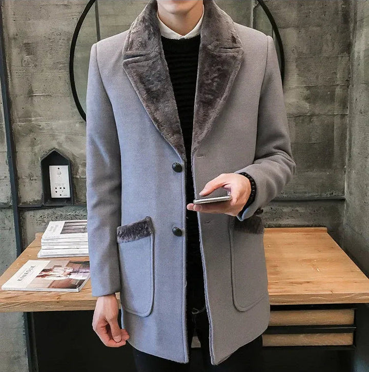 Men's Coat with Faux Fur Lining