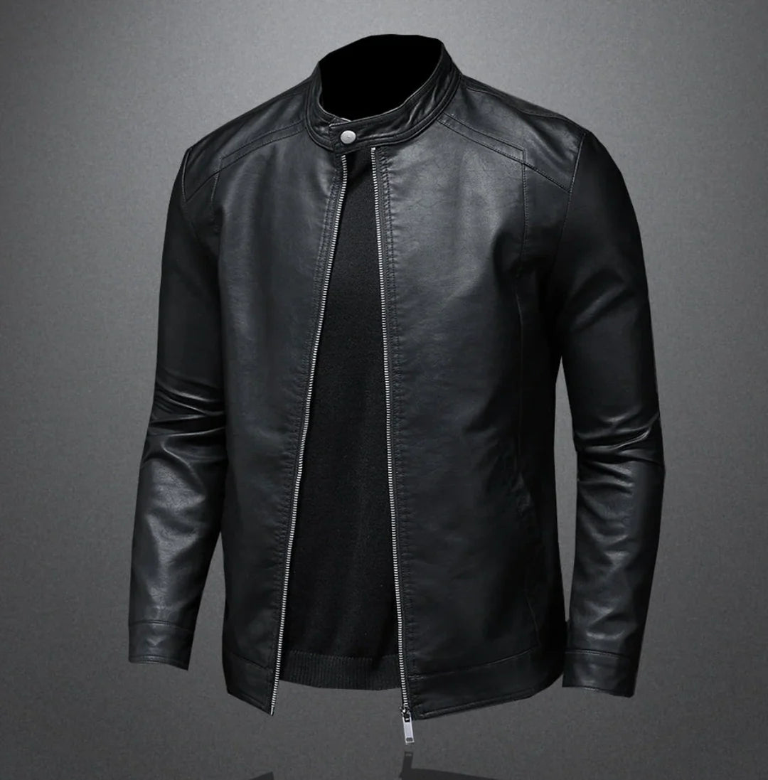 Men's Jacket with High Collar and Front Zipper