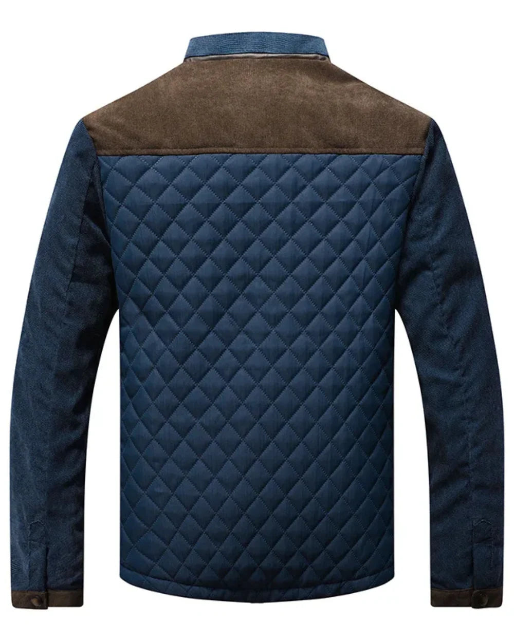 Men's Jacket with Quilted Pattern and Snap Closure