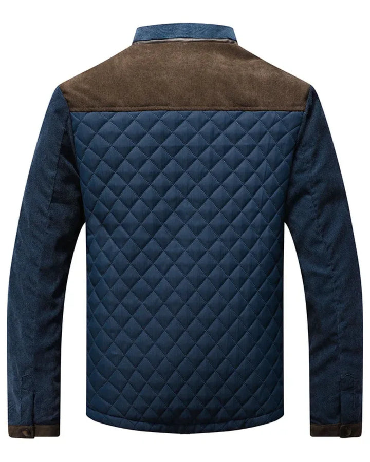 Men's Jacket with Quilted Pattern and Snap Closure