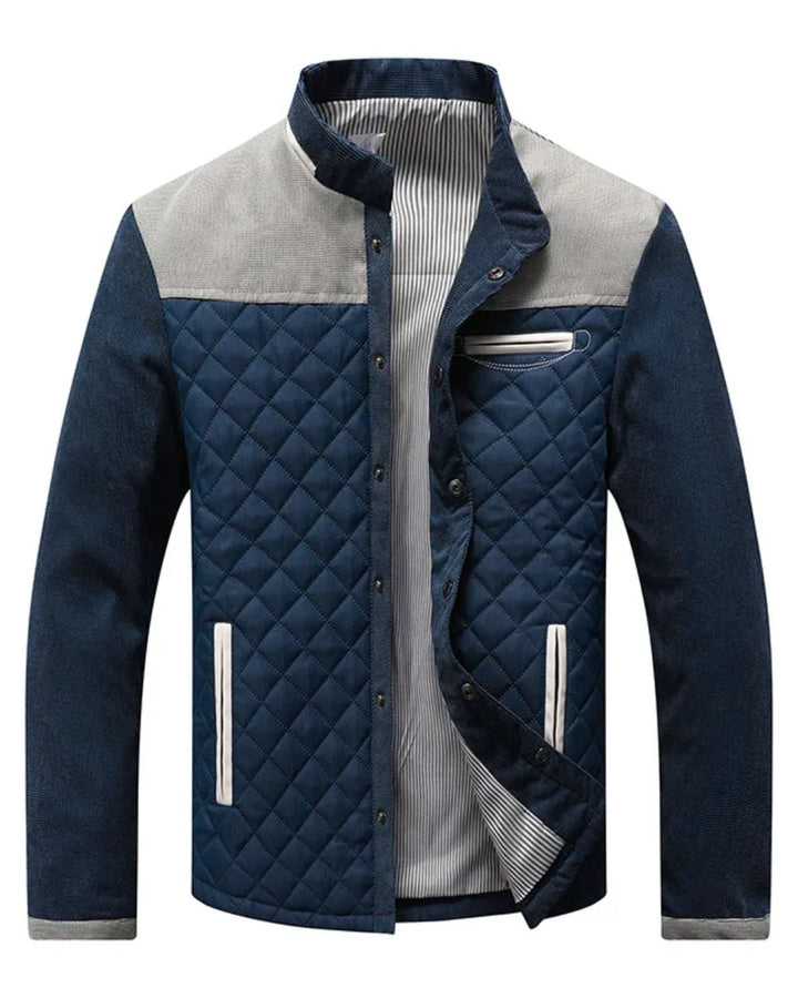 Men's Jacket with Quilted Pattern and Snap Closure