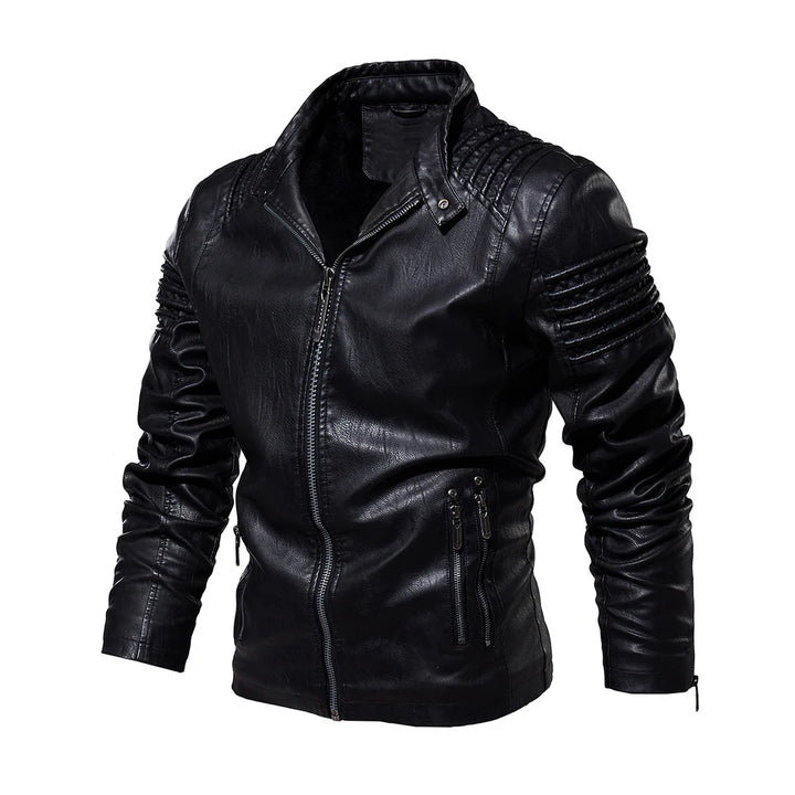 Men's Jacket with Snap Button and Zipper Closure
